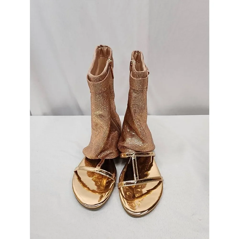 Cape Robbin Size 7 Rose Gold SHILOHA Ladies Sandals Rhinestone